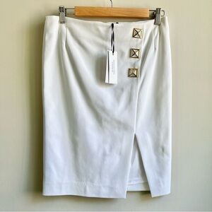 Versace Collection | NWT White Pencil Skirt Pyramid Buttons IT 40